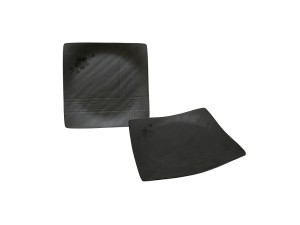 PRATO MELAMINA 18CM PRETO QUADRADO