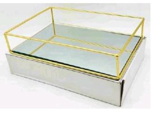 BANDEJA ESPELHO 24X16CM OURO LISA