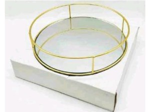 BANDEJA ESPELHO 20CM OURO REDONDA