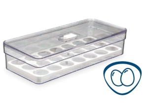 ORGANIZADOR ACRILICO 33X14X07CM C/TELA+PORTA OVO 21UN