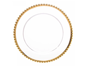 SOUSPLAT VIDRO 32CM PEARL BORDA OURO