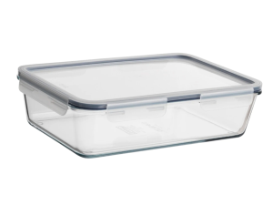 POTE VIDRO HERMETICO RETANGULAR 1500ML CINZA