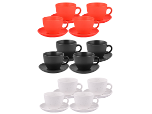 JOGO 4 XICARA CHA CERAMICA 210ML BCA/PTA/VERM