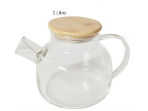 CHALEIRA VIDRO 1,0L TAMPA-BAMBU