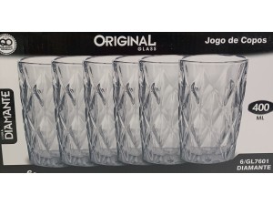 JOGO 6 COPO VIDRO 400ML DIAMOND