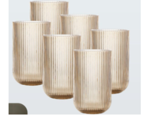 JOGO 6 COPO VIDRO 460ML VERSALHES AMBAR