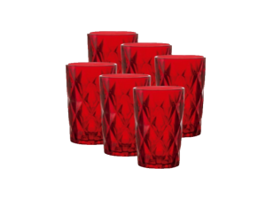 JOGO 6 COPO VIDRO 350ML DIAMOND VERMELHO