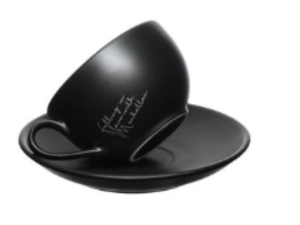 JOGO 06 XICARA+PIRES CERAMICA 160ML PRETA MANHÃ