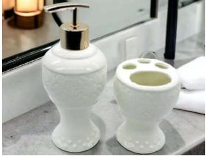 KIT 02 BANHEIRO CERAMICA CINTURA BRANCO