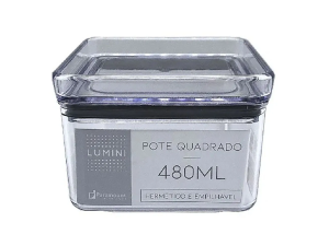 POTE ACRILICO 0,48L QUADRADO LUMINI