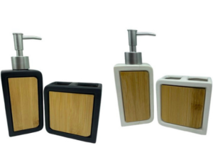 KIT 02 BANHEIRO PORCELANA/BAMBU PRETO/BRANCO