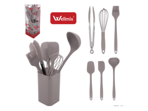 KIT 7 UTENSILIOS SILICONE C/SUP CINZA IVORY