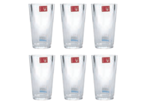 JOGO COM 6 COPOS VIDRO 275ML QUADRADO