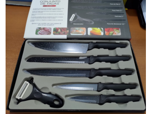 JOGO 6 FACA (5 FACAS + 1 DESCASCADOR LEGUMES)