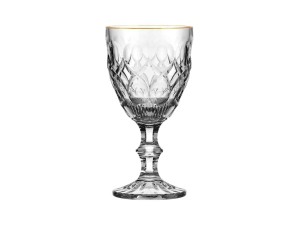 TACA VIDRO 320ML MADRID BORDA OURO