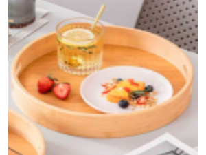 BANDEJA BAMBU 35CM REDON BORDA C/PEGADOR
