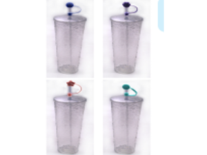 COPO PLASTICO 600ML C/CANUDO