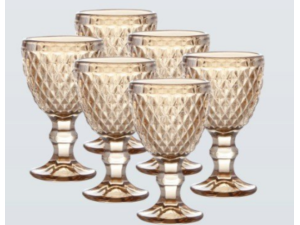 JOGO 6 TACA VIDRO 50ML LICOR AMBAR FLORENÇA