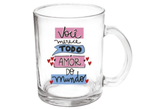CANECA VIDRO 330ML ESTAMPAS 