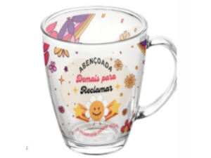 CANECA VIDRO 330ML ESTAMPAS 
