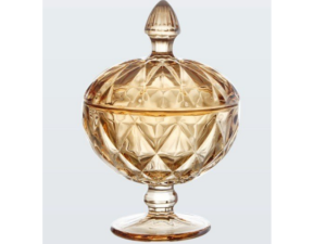 BOMBONIERE VIDRO 18X12CM AMBAR DIAMOND