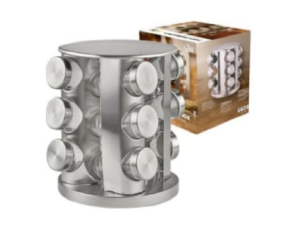 PORTA CONDIMENTO INOX - 12 POTES C/ BASE GIRATÓRIA