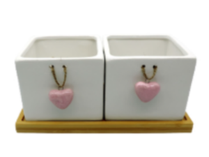 VASO CERAMICA C/2PC 19X09CM C/CORACAO