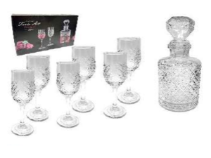 JOGO 7PC VIDRO DECANTER+COPO 180ML