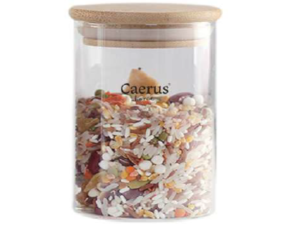 POTE VIDRO 200ML TAMPA-BAMBU LISO