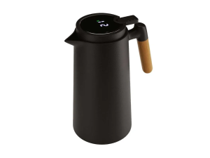 GARRAFA TERMICA 1,0L WOOD PRETA C/TERMOMETRO