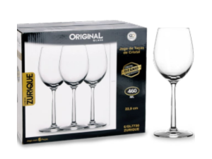 JOGO 6 TACA VIDRO 530ML TITANIO ZURIQUE