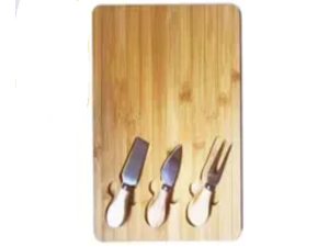 JOGO 3 FACA P/QUEIJO + TABUA MADEIRA