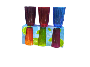 JOGO 3 COPOS VIDRO 260ML COLORIDO 