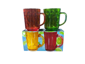 JOGO 2 CANECAS VIDRO 200ML COLORIDO