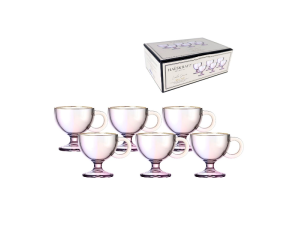 JOGO DE CANECAS COM 6 PEÇAS 80ML FURTACOR BORDA DOURADA