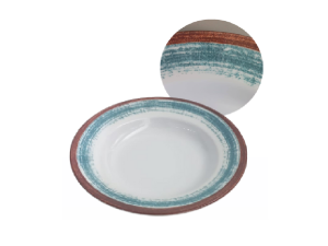 PRATO DE MELAMINA FUNDO 22CM PINCELADO PLUS