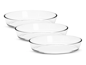 JOGO 3 ASSADEIRA VIDRO OVAL REFRATARIA