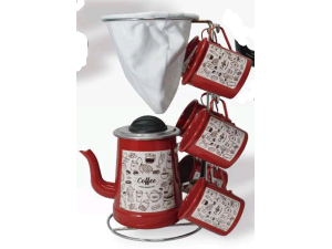 JOGO DE CAFE 7 PEÇAS (1 BULE 1,1L+6 CANECAS 350ML) MARROM