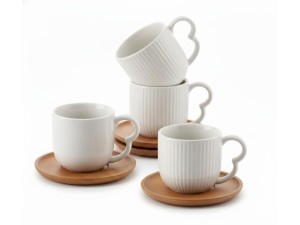 JOGO COM 4 XICARAS DE CERAMICA 190ML PARA CHA - OASIS BRANCA