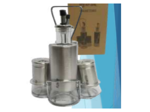 GALHETEIRO INOX C/04PC + SUPORTE ARAMADO