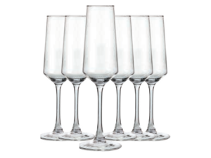 JOGO 6 TACA VIDRO 250ML CHAMPAGNE