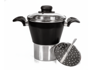 CUSCUZEIRO DE ALUMINIO N-16 TP-VIDRO PRETO